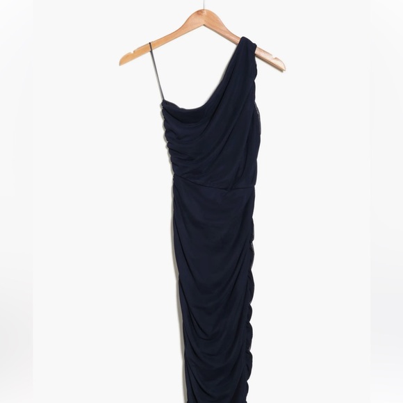 Love X Design One-Shoulder Body-Con Midi Dress Navy small - Picture 4 of 5